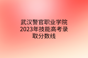 武漢警官職業(yè)學院2023年技能高考錄取分數(shù)線