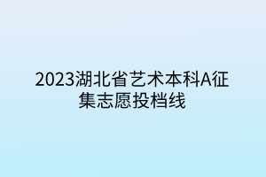 2023湖北省藝術(shù)本科A征集志愿投檔線