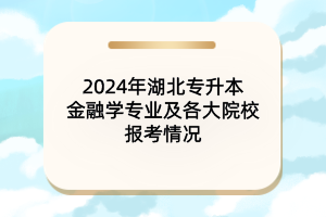 2024年湖北專升本金融學(xué)專業(yè)及各大院校報考情況