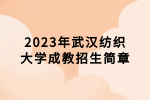 2023年武漢紡織大學成教招生簡章