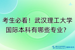 考生必看！武漢理工大學(xué)國(guó)際本科有哪些專業(yè)？