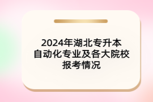 2024年湖北專升本自動(dòng)化專業(yè)及各大院校報(bào)考情況