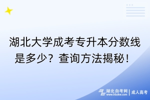 湖北大學(xué)成考專升本分?jǐn)?shù)線是多少？查詢方法揭秘！