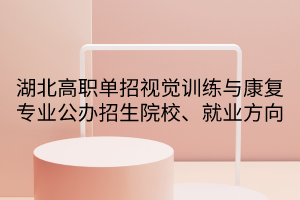 湖北高職單招視覺訓練與康復專業(yè)公辦招生院校、就業(yè)方向