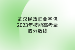 武漢民政職業(yè)學(xué)院2023年技能高考錄取分?jǐn)?shù)線