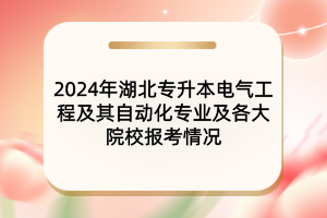 2024年湖北專升本電氣工程及其自動(dòng)化專業(yè)及院校報(bào)考情況