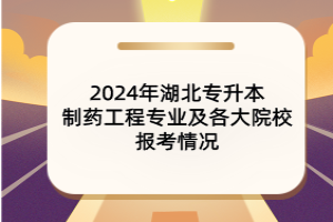 2024年湖北專升本制藥工程專業(yè)及各大院校報(bào)考情況