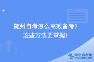 隨州自考怎么高效備考？ 這些方法要掌握！ ?