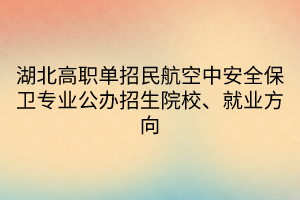 湖北高職單招民航空中安全保衛(wèi)專業(yè)公辦招生院校、就業(yè)方向