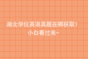 湖北學(xué)位英語真題在哪獲??？小白看過來~