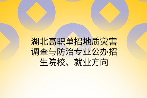 湖北高職單招地質(zhì)災害調(diào)查與防治專業(yè)公辦招生院校、就業(yè)方向