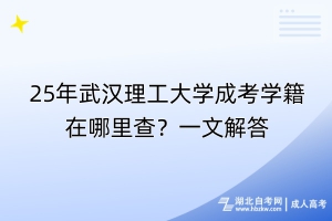 25年武漢理工大學(xué)成考學(xué)籍在哪里查？一文解答