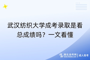 武漢紡織大學(xué)成考錄取是看總成績(jī)嗎？一文看懂