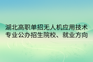 湖北高職單招無人機(jī)應(yīng)用技術(shù)專業(yè)公辦招生院校、就業(yè)方向