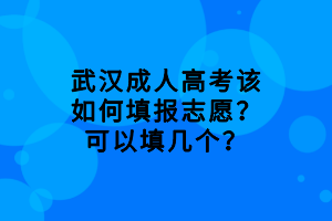 武漢成人高考該如何填報志愿？可以填幾個？