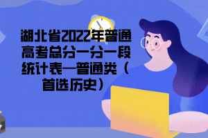 湖北省2022年普通高考總分一分一段統(tǒng)計表—普通類（首選歷史）