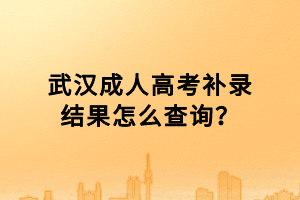 武漢成人高考補錄結(jié)果怎么查詢？