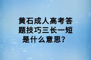 黃石成人高考答題技巧三長一短是什么意思？