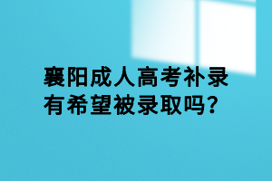 襄陽(yáng)成人高考補(bǔ)錄有希望被錄取嗎？