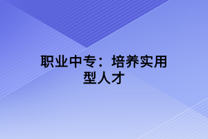 職業(yè)中專：培養(yǎng)實用型人才