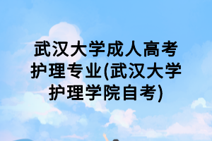 武漢大學(xué)成人高考護(hù)理專業(yè)(武漢大學(xué)護(hù)理學(xué)院自考)