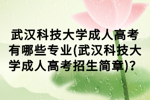 武漢科技大學成人高考有哪些專業(yè)(武漢科技大學成人高考招生簡章)？