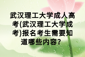 武漢理工大學成人高考(武漢理工大學成考)報名考生需要知道哪些內容？