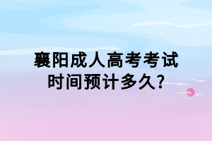 襄陽成人高考考試時間預計多久_