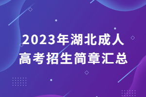 2023年湖北成人高考招生簡章匯總