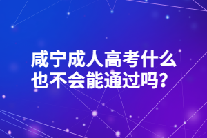 咸寧成人高考什么也不會能通過嗎？