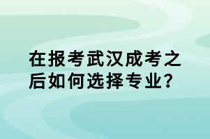 在報(bào)考武漢成考之后如何選擇專業(yè)？