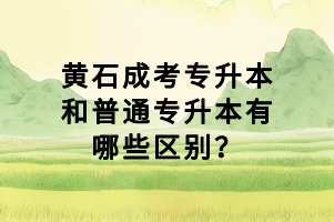 黃石成考專升本和普通專升本有哪些區(qū)別？