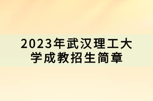 2023年武漢理工大學(xué)成教招生簡(jiǎn)章