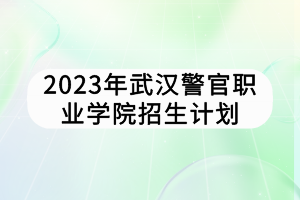 2023年武漢警官職業(yè)學(xué)院招生計(jì)劃