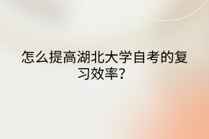 怎么提高湖北大學自考的復習效率？