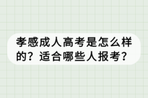 孝感成人高考是怎么樣的？適合哪些人報考？