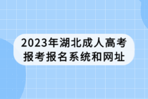 2023年湖北成人高考報(bào)考報(bào)名系統(tǒng)和網(wǎng)址