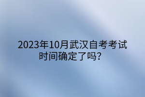 2023年10月武漢自考考試時間確定了嗎？