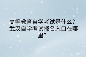 高等教育自學(xué)考試是什么？武漢自學(xué)考試報名入口在哪里？