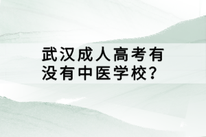 武漢成人高考有沒有中醫(yī)學(xué)校？