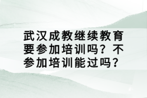 武漢成教繼續(xù)教育要參加培訓(xùn)嗎？不參加培訓(xùn)能過嗎？