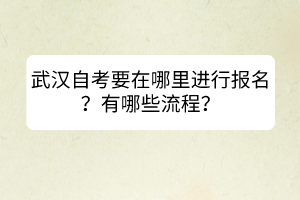 武漢自考要在哪里進行報名？有哪些流程？