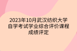 2023年10月武漢紡織大學(xué)自學(xué)考試學(xué)業(yè)綜合評(píng)價(jià)課程成績?cè)u(píng)定