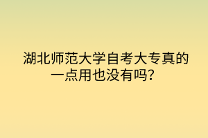 湖北師范大學自考大專真的一點用也沒有嗎？