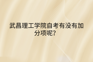 武昌理工學(xué)院自考有沒有加分項呢？