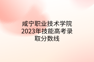 咸寧職業(yè)技術學院2023年技能高考錄取分數(shù)線