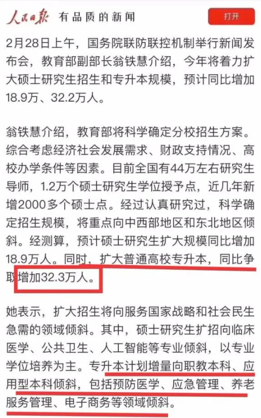 2020年專升本擴招什么意思