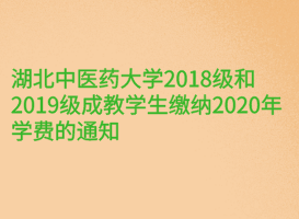 湖北中醫(yī)藥大學(xué)2018級(jí)和2019級(jí)成教學(xué)生繳納2020年學(xué)費(fèi)的通知