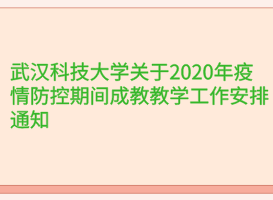 武漢科技大學關(guān)于2020年疫情防控期間成教教學工作安排通知