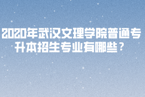 2020年武漢文理學院普通專升本招生專業(yè)有哪些